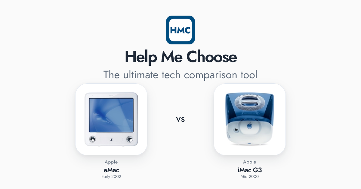 eMac (Early 2002) vs iMac G3 (Mid 2000) Full Specs - HMC
