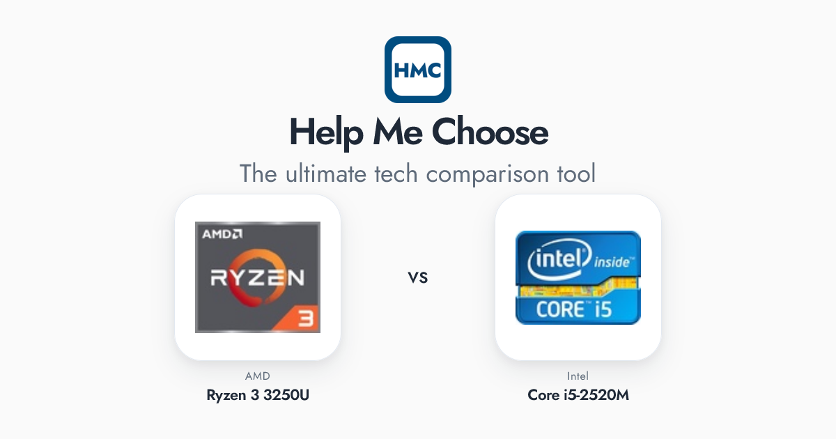 AMD Ryzen 3 3250U vs Intel Core i5-2520M Full Specs - HMC