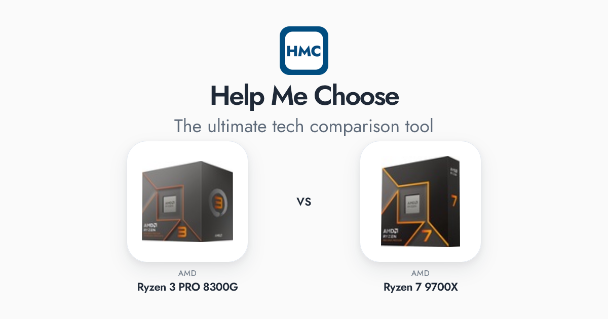 AMD Ryzen 3 PRO 8300G vs AMD Ryzen 7 9700X Full Specs - HMC