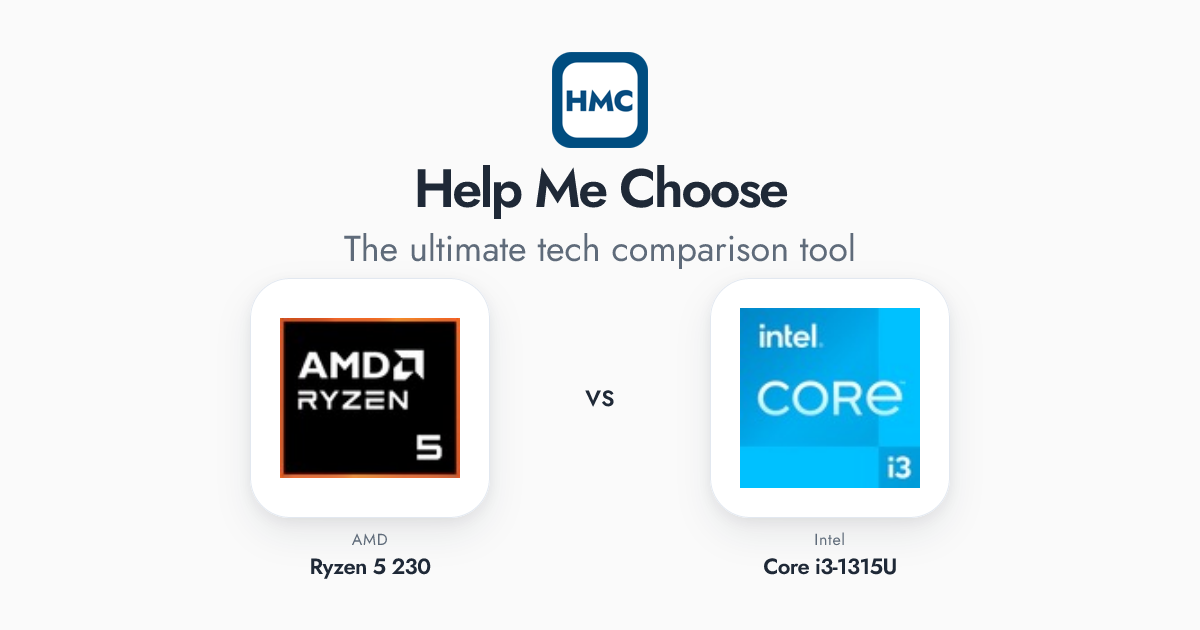AMD Ryzen 5 230 vs Intel Core i3-1315U Full Specs - HMC