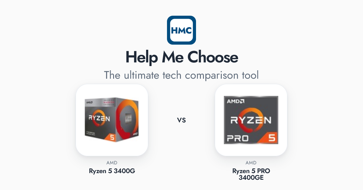 AMD Ryzen 5 3400G vs AMD Ryzen 5 PRO 3400GE Full Specs - HMC