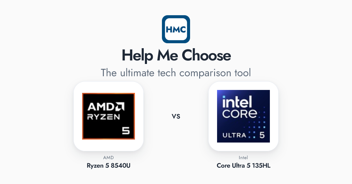AMD Ryzen 5 8540U vs Intel Core Ultra 5 135HL Full Specs - HMC