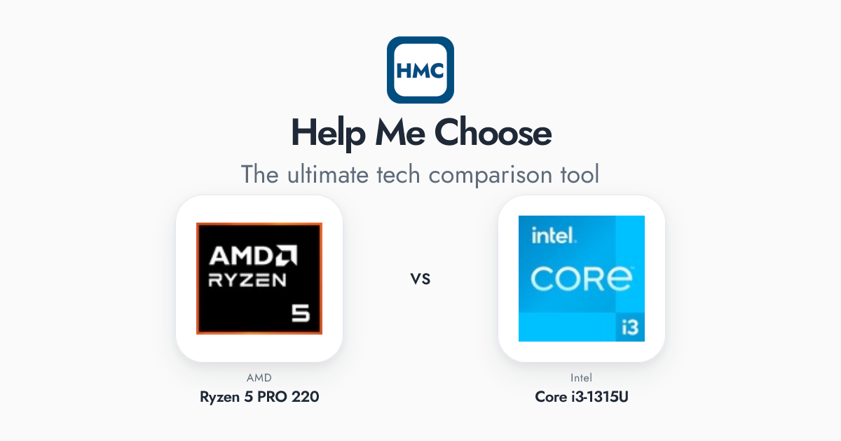 AMD Ryzen 5 PRO 220 vs Intel Core i3-1315U Full Specs - HMC