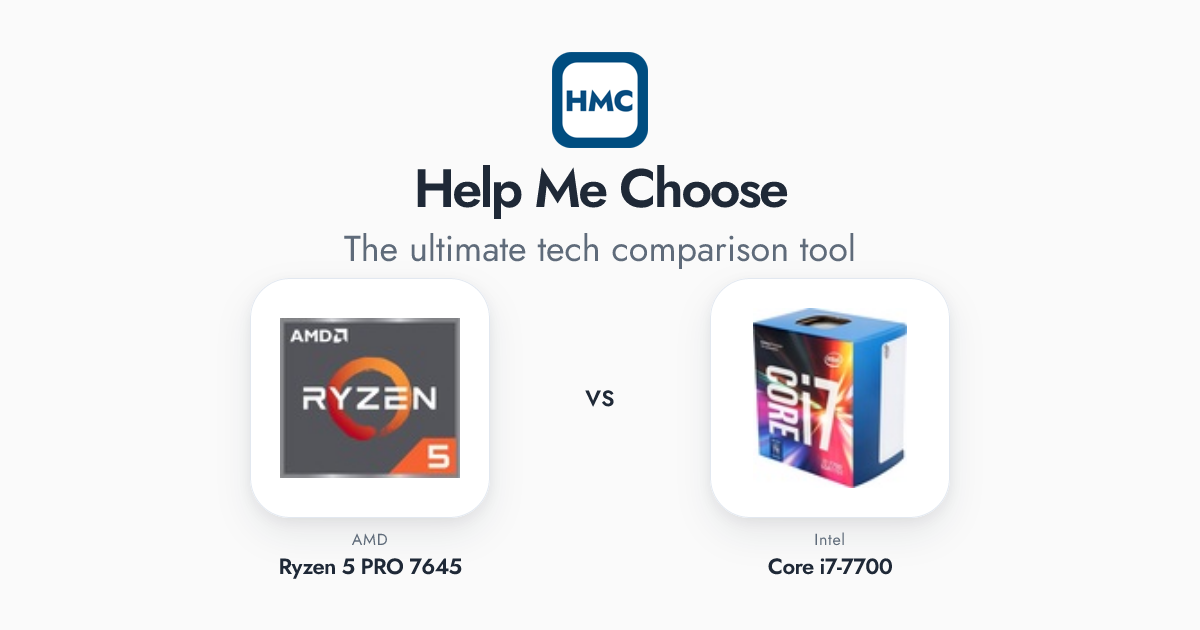 Intel Core i7-7700 vs AMD Ryzen 5 PRO 7645 Full Specs - HMC