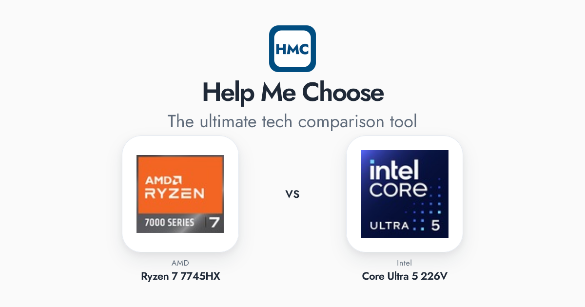 AMD Ryzen 7 7745HX vs Intel Core Ultra 5 226V Full Specs - HMC