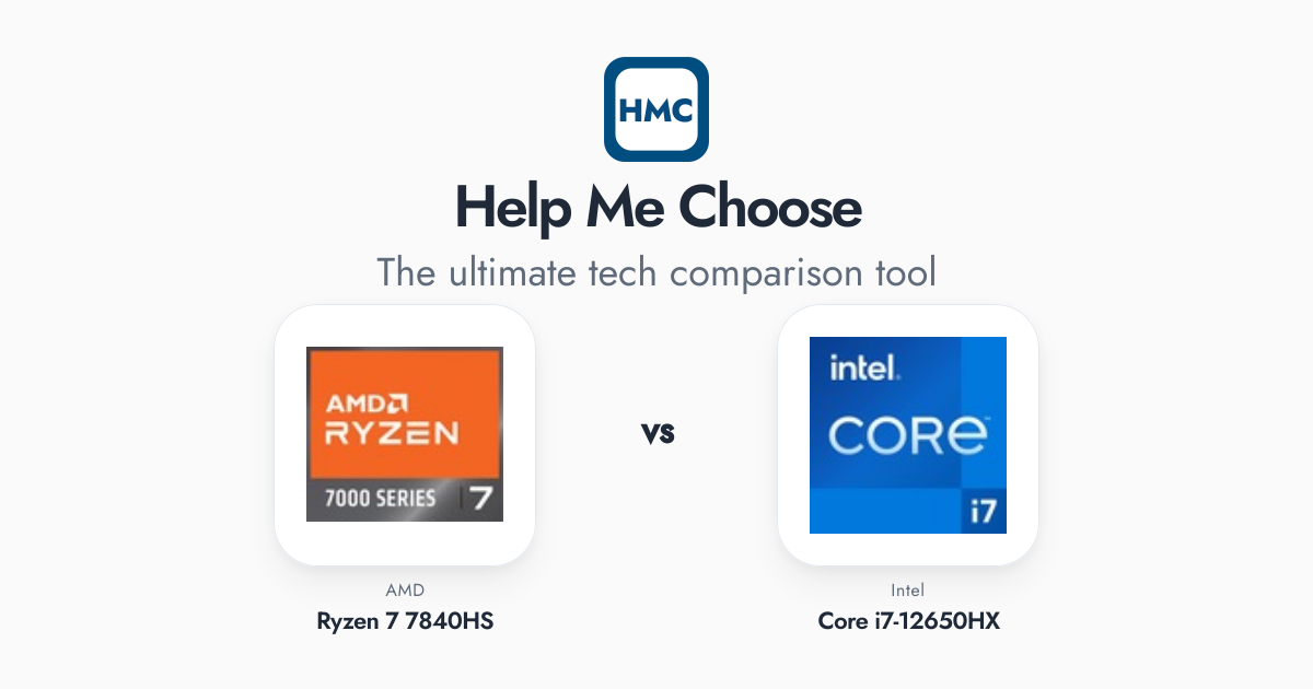 AMD Ryzen 7 7840HS vs Intel Core i7-12650HX Full Specs - HMC