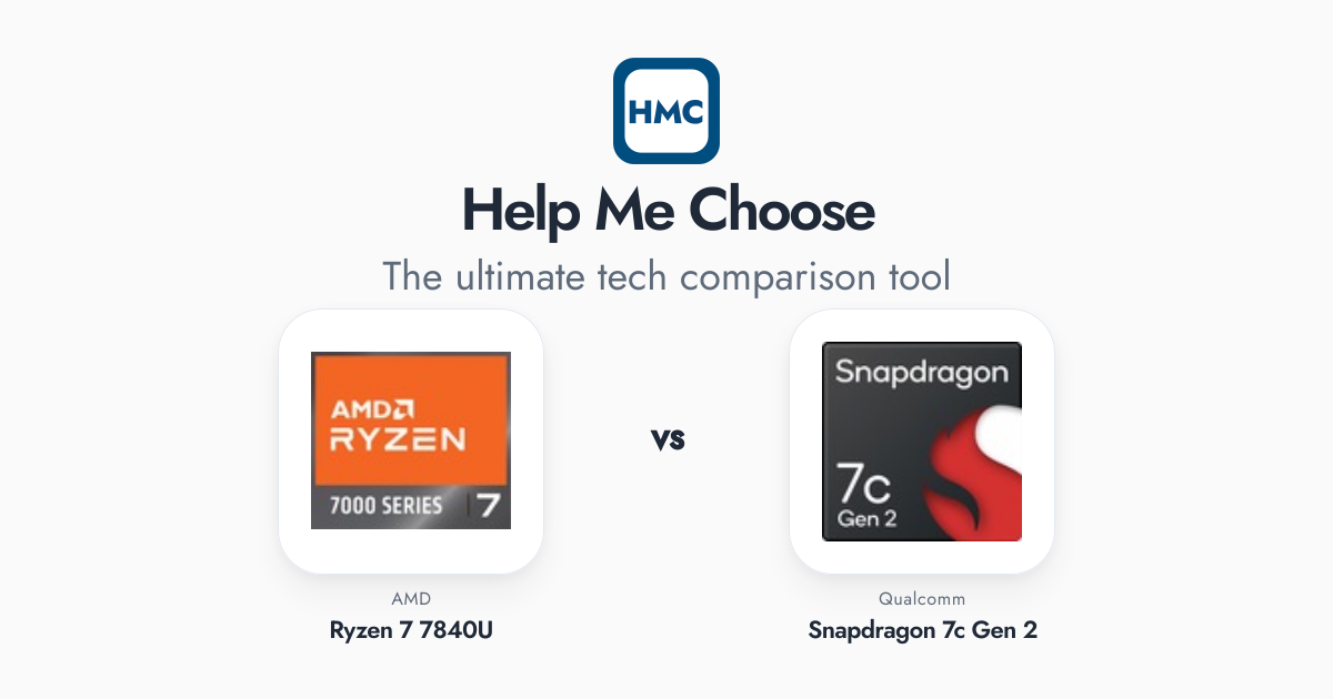 AMD Ryzen 7 7840U vs Qualcomm Snapdragon 7c Gen 2 Full Specs - HMC