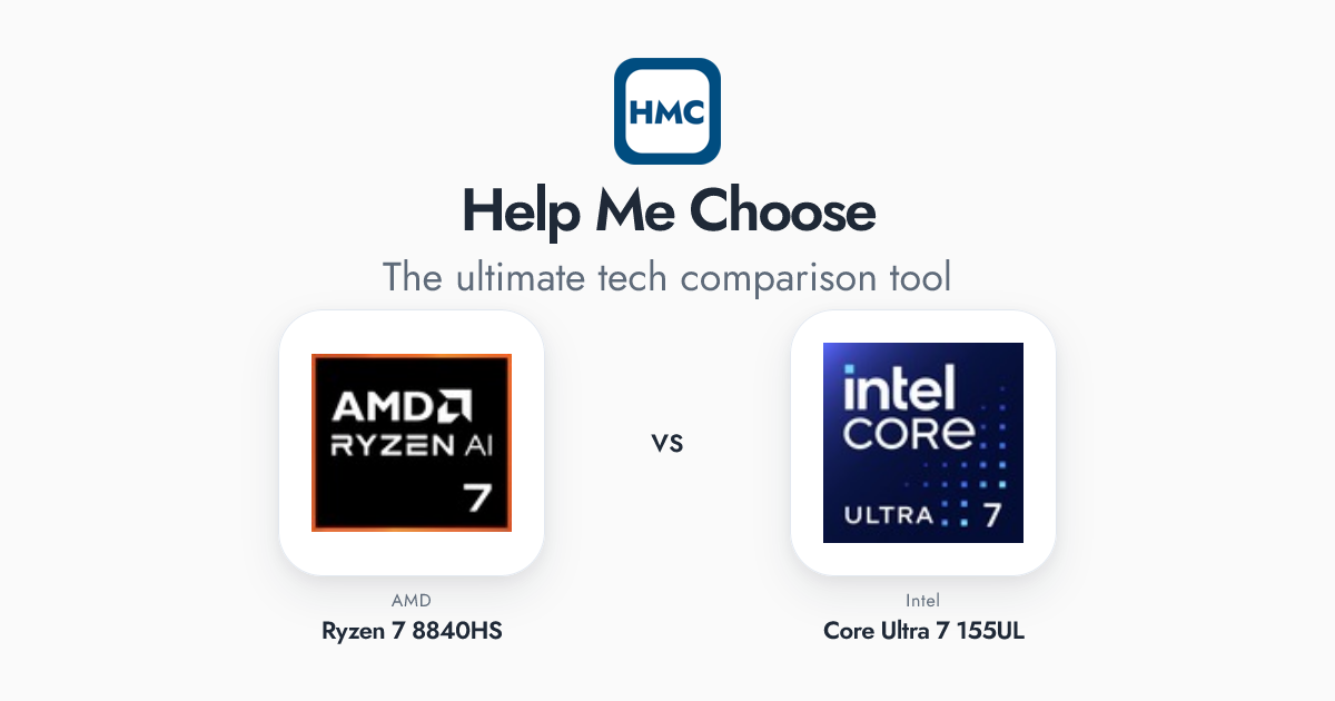 AMD Ryzen 7 8840HS vs Intel Core Ultra 7 155UL Full Specs - HMC