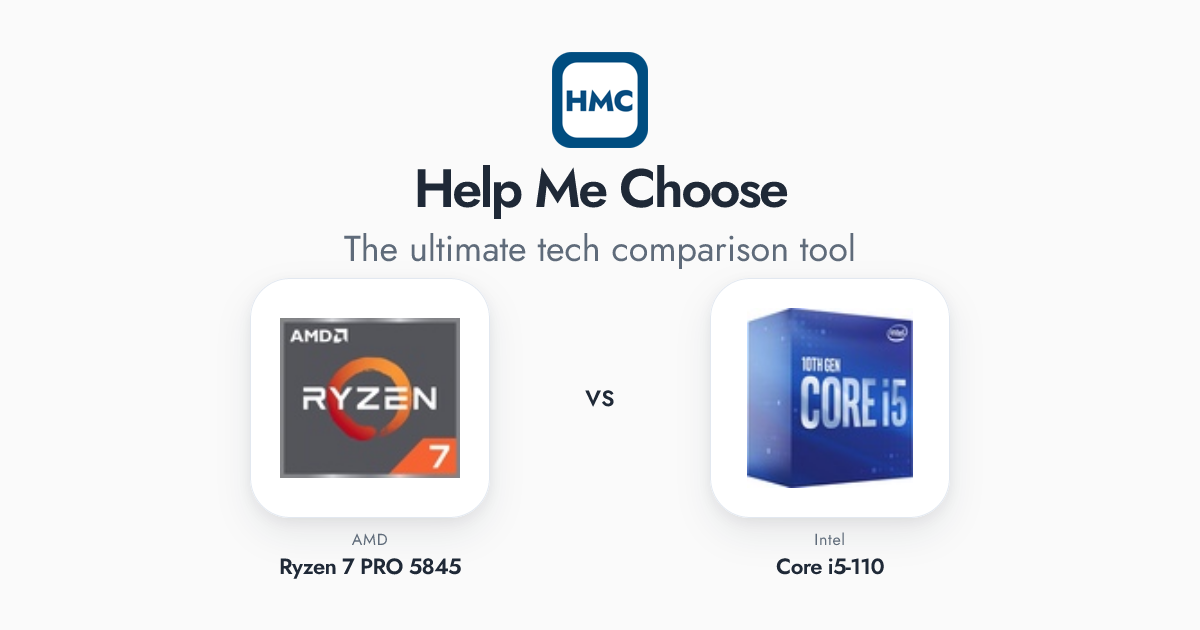 AMD Ryzen 7 PRO 5845 vs Intel Core i5-110 Full Specs - HMC