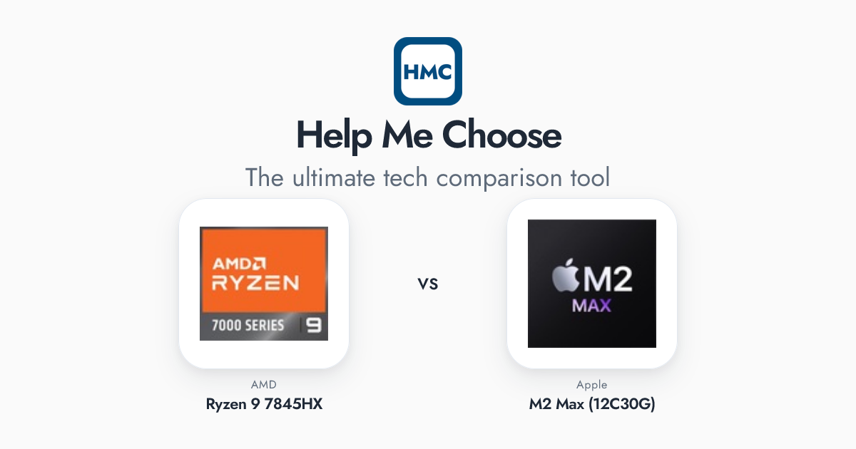 AMD Ryzen 9 7845HX vs Apple M2 Max (12C30G) Full Specs - HMC