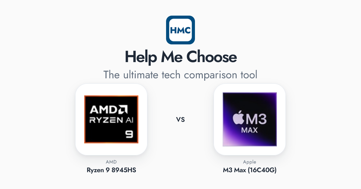 AMD Ryzen 9 8945HS vs Apple M3 Max (16C40G) Full Specs - HMC