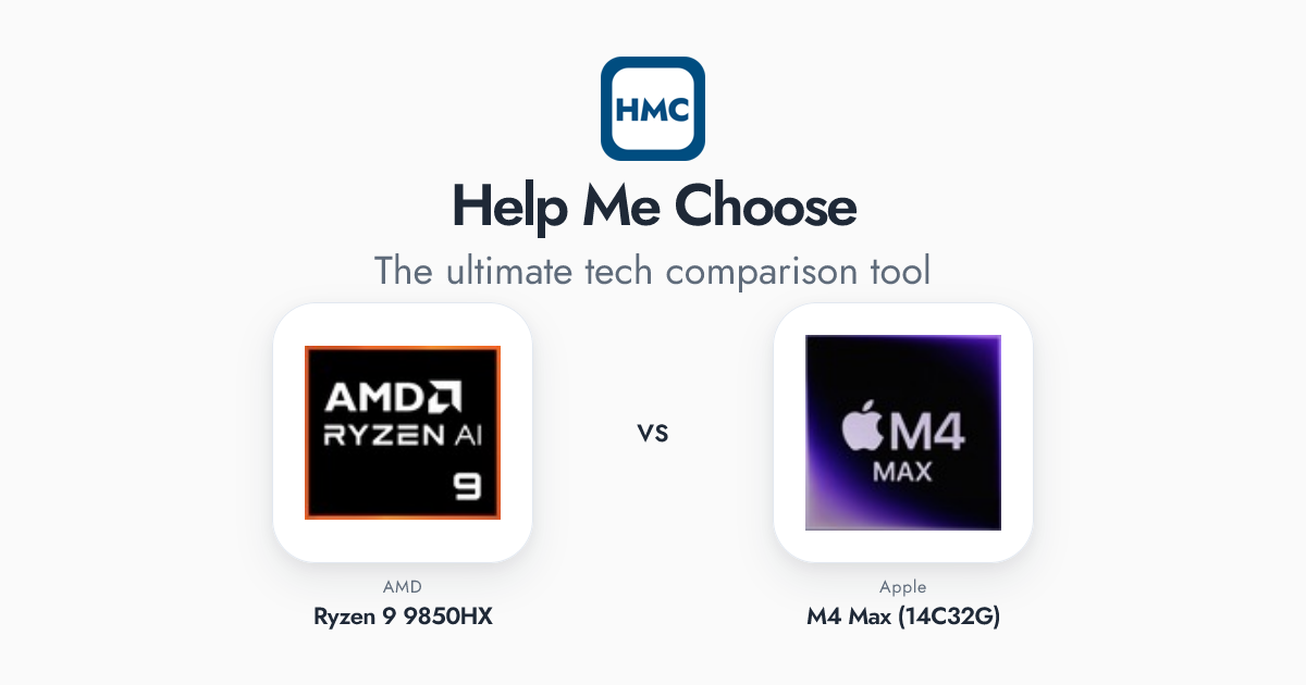 AMD Ryzen 9 9850HX vs Apple M4 Max (14C32G) Full Specs - HMC