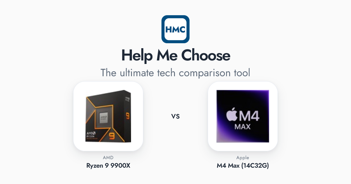 AMD Ryzen 9 9900X vs Apple M4 Max (14C32G) Full Specs - HMC