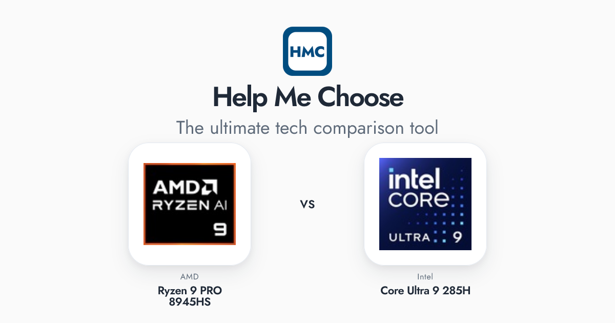 AMD Ryzen 9 PRO 8945HS vs Intel Core Ultra 9 285H Full Specs - HMC