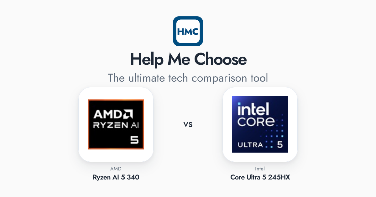 AMD Ryzen AI 5 340 vs Intel Core Ultra 5 245HX Full Specs - HMC