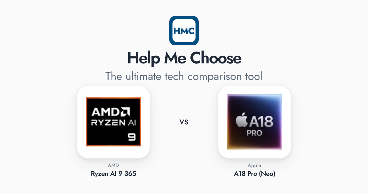 AMD Ryzen AI 9 365 vs Apple A18 Pro (Neo) Full Specs - HMC