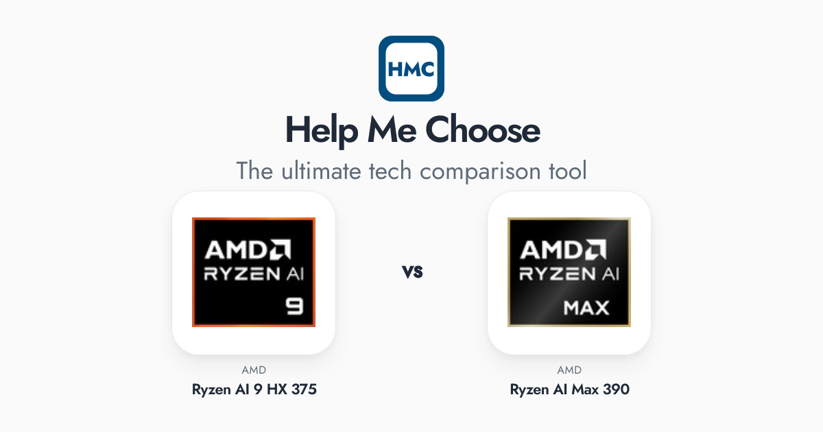 AMD Ryzen AI 9 HX 375 vs AMD Ryzen AI Max 390 Full Specs - HMC