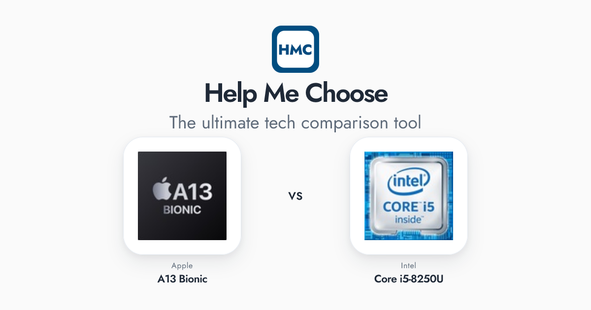 Apple A13 Bionic vs Intel Core i5-8250U Full Specs - HMC