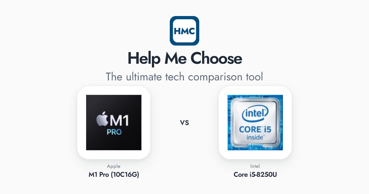 Apple M1 Pro (10C16G) vs Intel Core i5-8250U Full Specs - HMC