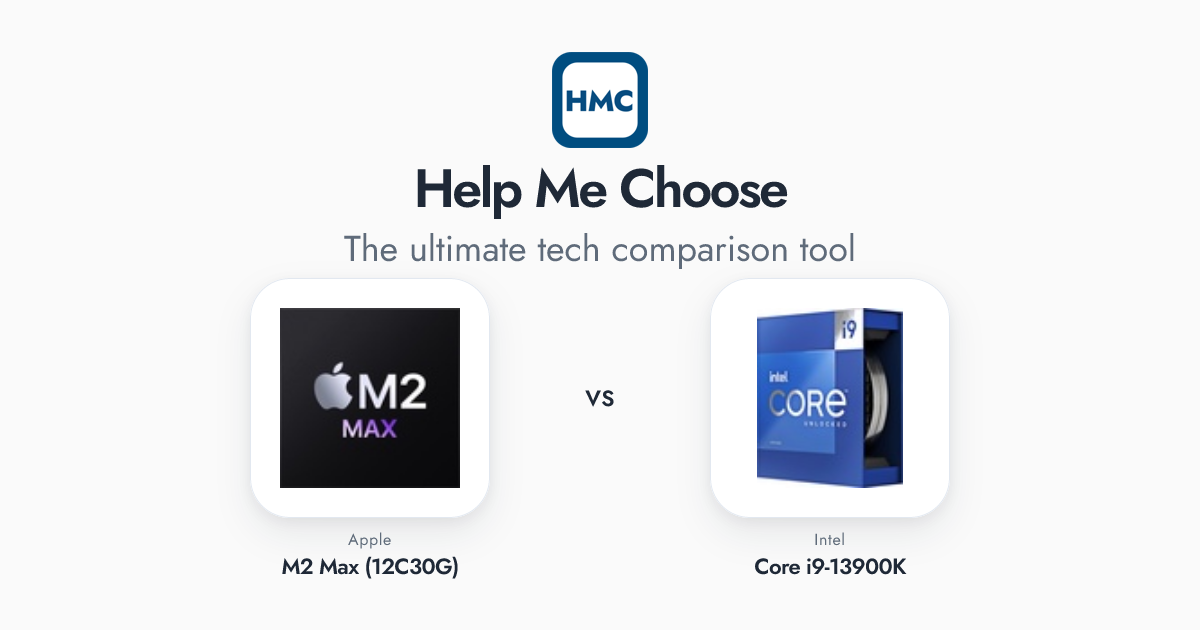 Apple M2 Max (12C30G) vs Intel Core i9-13900K Full Specs - HMC