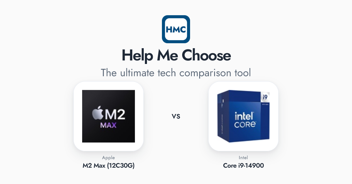 Apple M2 Max (12C30G) vs Intel Core i9-14900 Full Specs - HMC