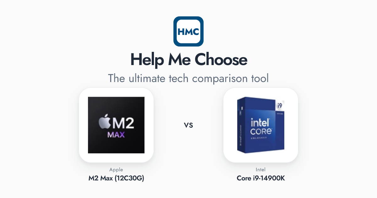 Apple M2 Max (12C30G) vs Intel Core i9-14900K Full Specs - HMC