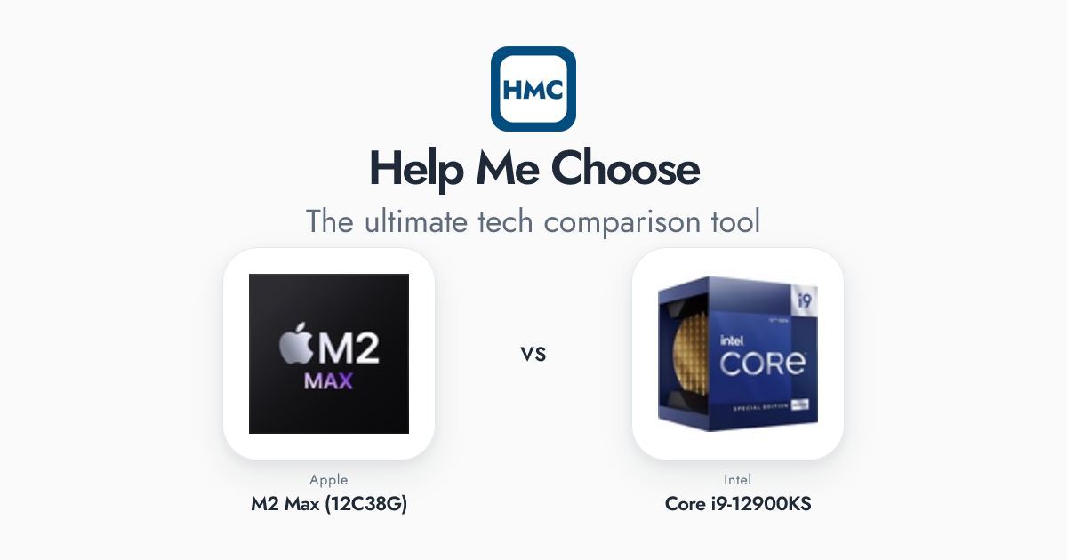 Intel Core i9-12900KS vs Apple M2 Max (12C38G) Full Specs - HMC