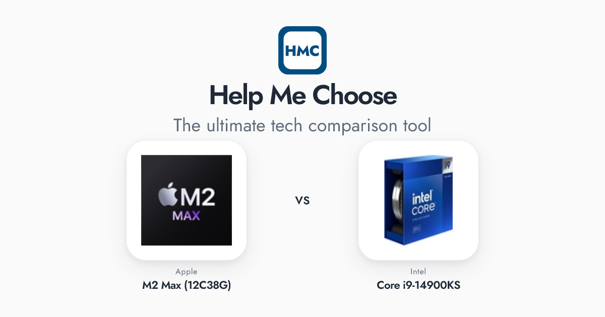 Intel Core i9-14900KS vs Apple M2 Max (12C38G) Full Specs - HMC