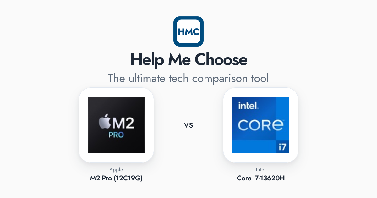Apple M2 Pro (12C19G) vs Intel Core i7-13620H Full Specs - HMC