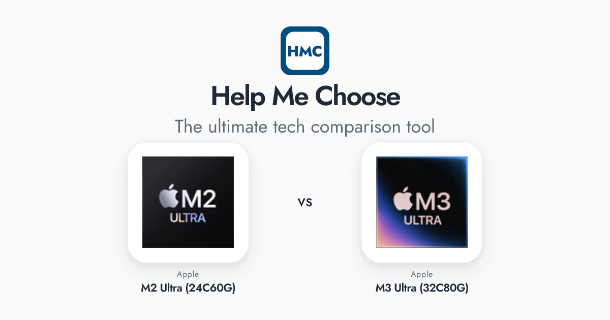 Apple M2 Ultra (24C60G) vs Apple M3 Ultra (32C80G) Full Specs - HMC