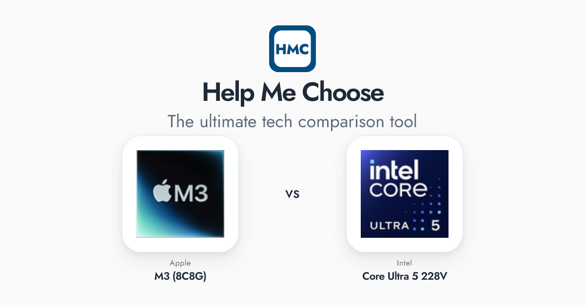 Apple M3 (8C8G) vs Intel Core Ultra 5 228V Full Specs - HMC