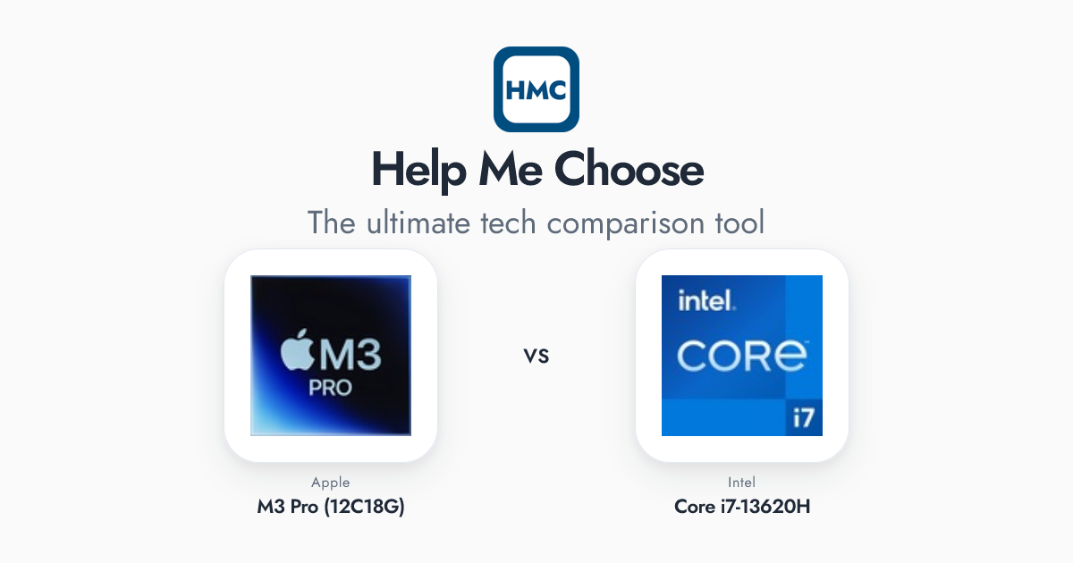 Apple M3 Pro (12C18G) vs Intel Core i7-13620H Full Specs - HMC