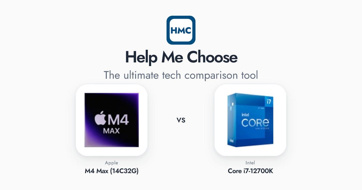 Apple M4 Max (14C32G) vs Intel Core i7-12700K Full Specs - HMC