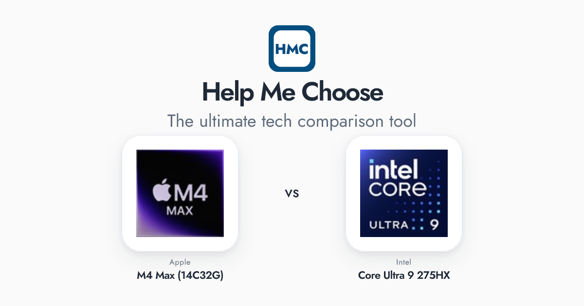 Intel Core Ultra 9 275HX vs Apple M4 Max (14C32G) Full Specs - HMC