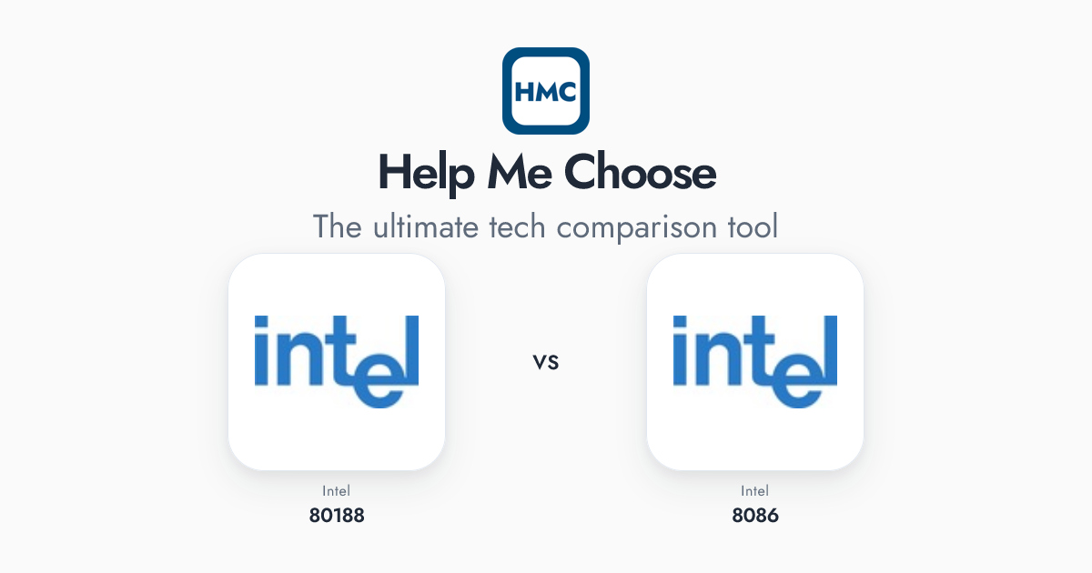 Intel 80188 vs Intel 8086 Full Specs - HMC