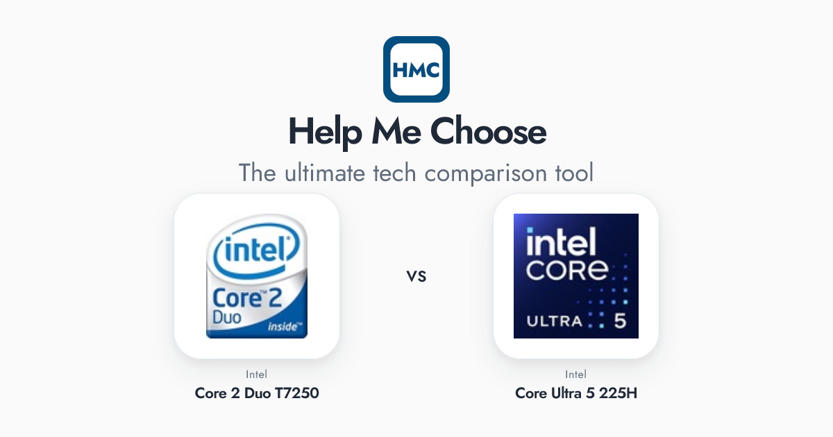 Intel Core 2 Duo T7250 vs Intel Core Ultra 5 225H Full Specs - HMC