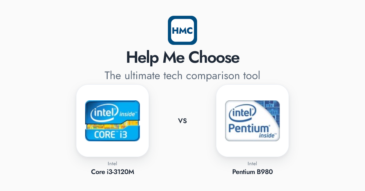 Intel Core i3-3120M vs Intel Pentium B980 Full Specs - HMC