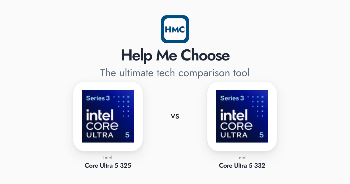 Intel Core Ultra 5 332 vs Intel Core Ultra 5 325 Full Specs - HMC