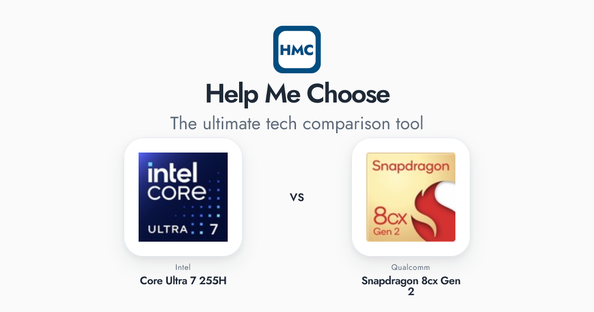 255h Intel Core Ultra 7 255H vs Qualcomm Snapdragon 8cx Gen 2 Full Specs - HMC