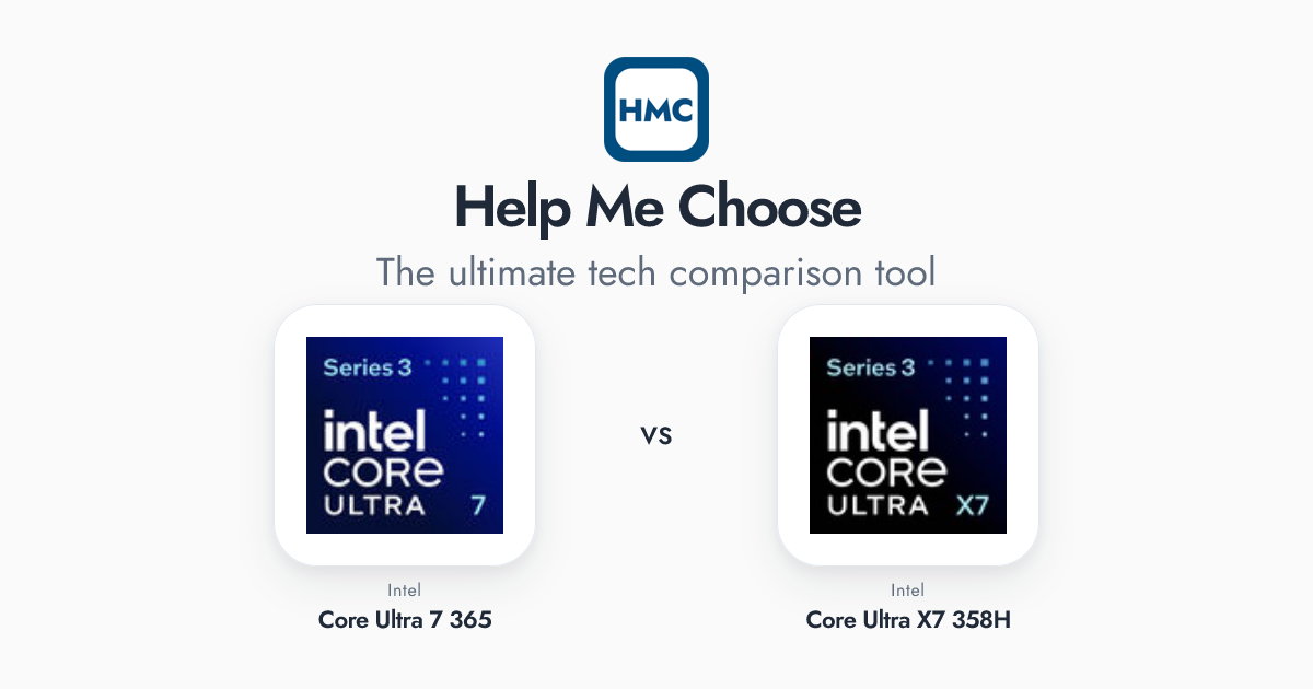 H Core Intel Core Ultra X7 358H vs Intel Core Ultra 7 365 Full Specs - HMC