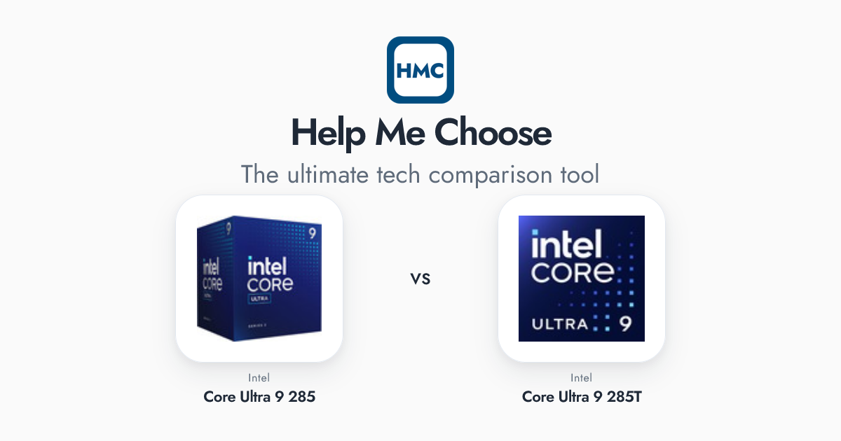 Intel Core Ultra 9 285T vs Intel Core Ultra 9 285 Full Specs - HMC