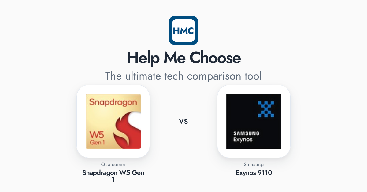 Samsung Exynos 9110 vs Qualcomm Snapdragon W5 Gen 1 Full Specs - HMC
