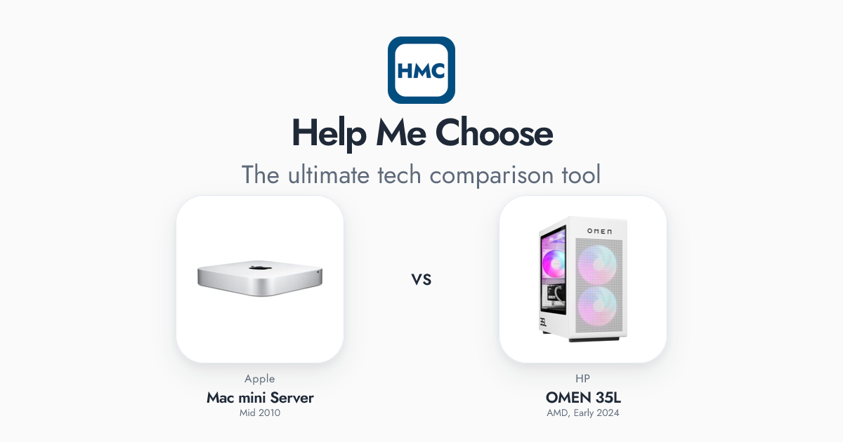 Mac mini Server (Mid 2010) vs OMEN 35L (AMD, Early 2024) Full Specs - HMC