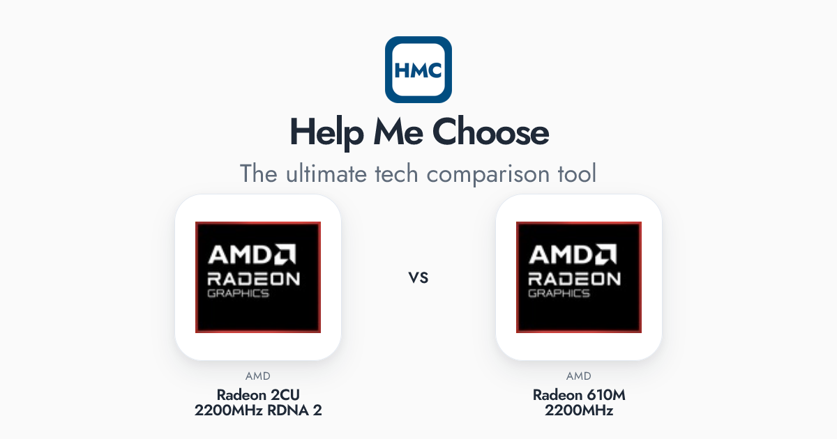 Amd Radeon Graphics Vs Amd Radeon 610m AMD Radeon 2CU 2200MHz RDNA 2 vs AMD Radeon 610M 2200MHz Full Specs - HMC