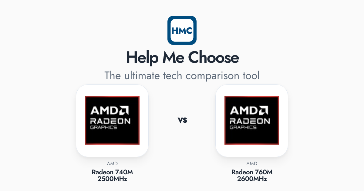 AMD Radeon 740M 2500MHz vs AMD Radeon 760M 2600MHz Full Specs - HMC