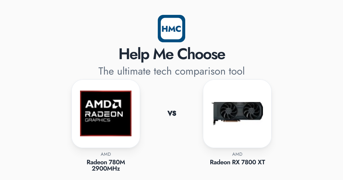AMD Radeon 780M 2900MHz vs AMD Radeon RX 7800 XT Full Specs - HMC