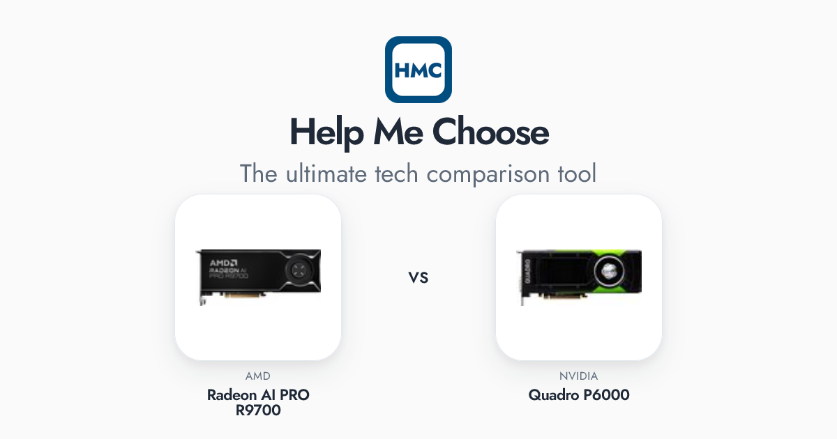 NVIDIA Quadro P6000 vs AMD Radeon AI PRO R9700 Full Specs - HMC