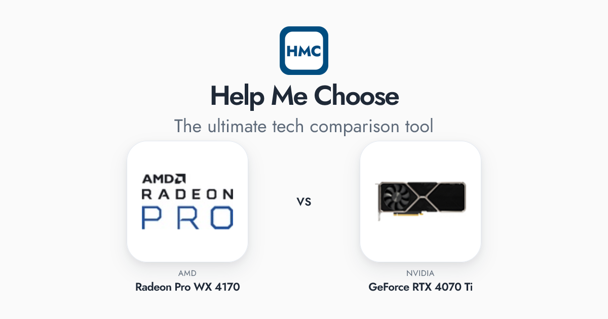 AMD Radeon Pro WX 4170 vs NVIDIA GeForce RTX 4070 Ti Full Specs - HMC
