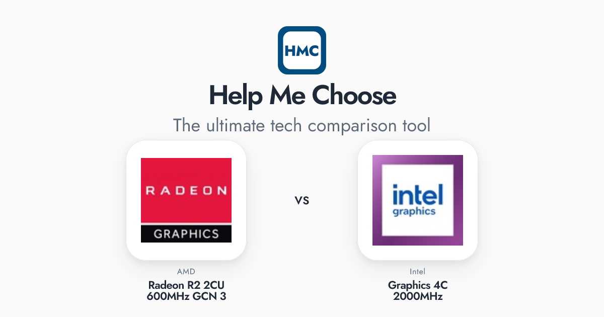 Amd Radeon R2 Graphics Card AMD Radeon R2 2CU 600MHz GCN 3 vs Intel Graphics 4C 2000MHz Full Specs ...