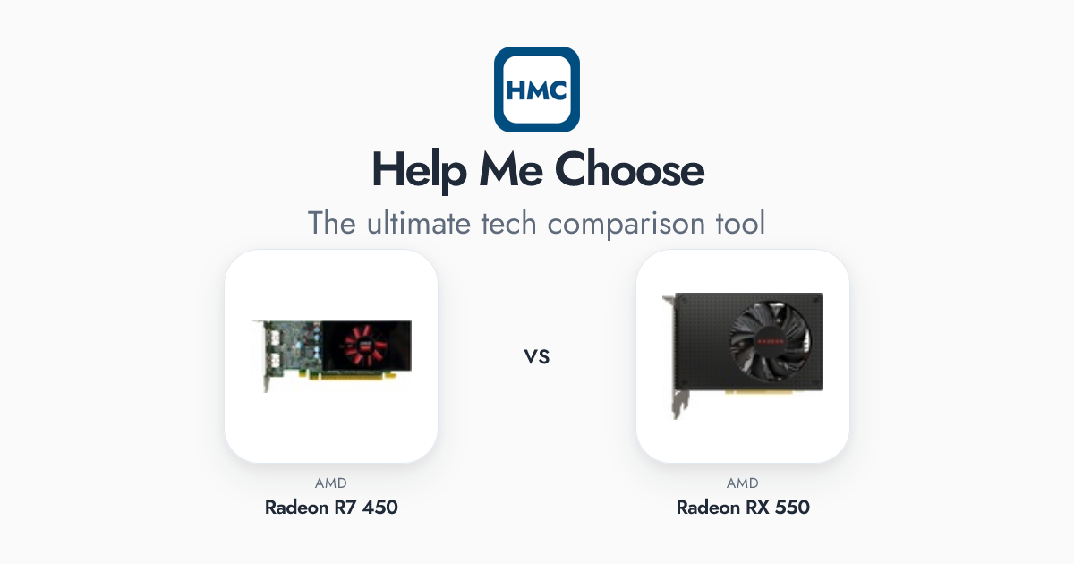 AMD Radeon R7 450 vs AMD Radeon RX 550 Full Specs - HMC